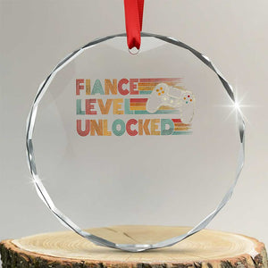 Fiance Level Unlocked Crystal Glass Ornament Retro Engaged Gifts For Him Gamer TS10 Transparent Glass 3'' Circle Print Your Wear