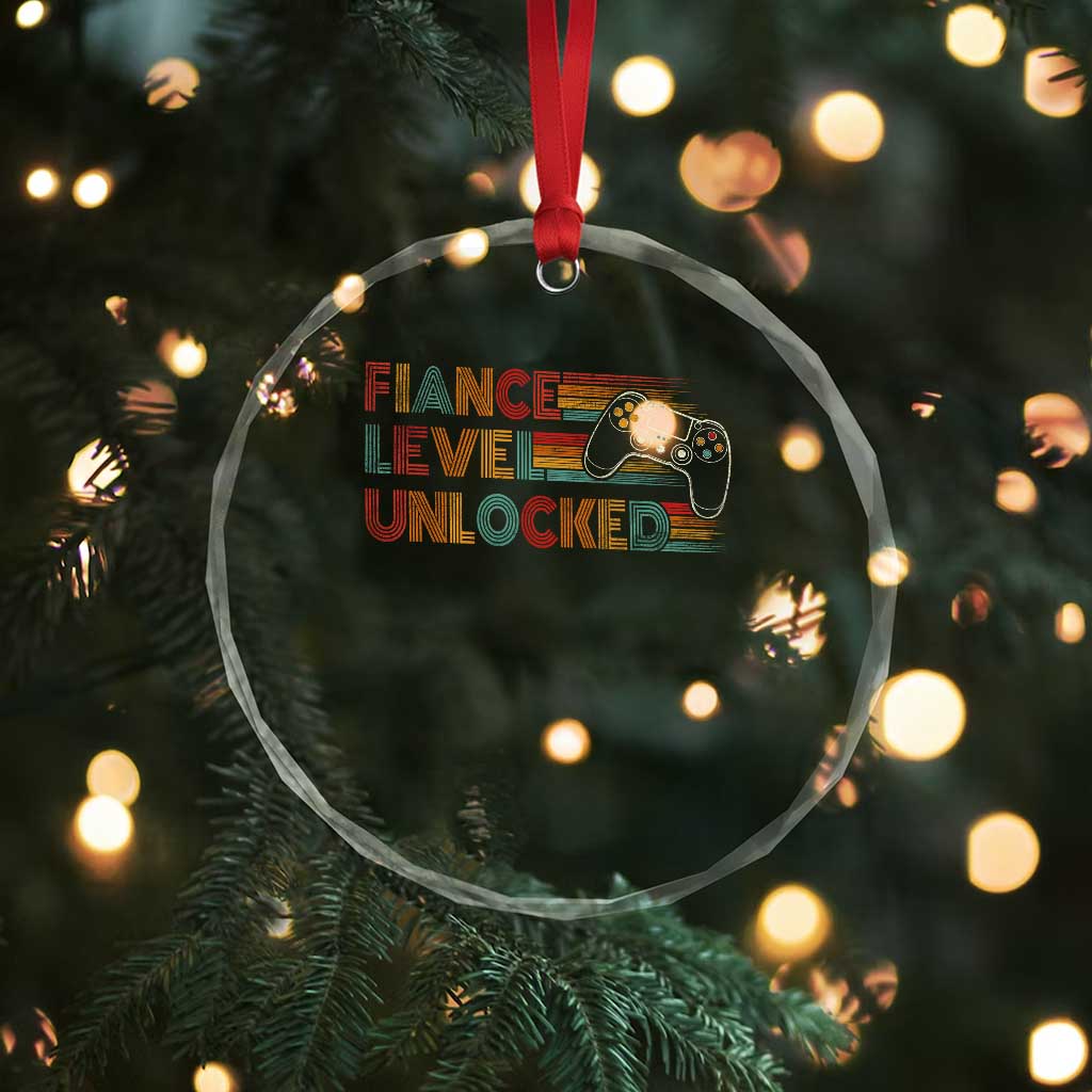 Fiance Level Unlocked Crystal Glass Ornament Retro Engaged Gifts For Him Gamer TS10 Print Your Wear