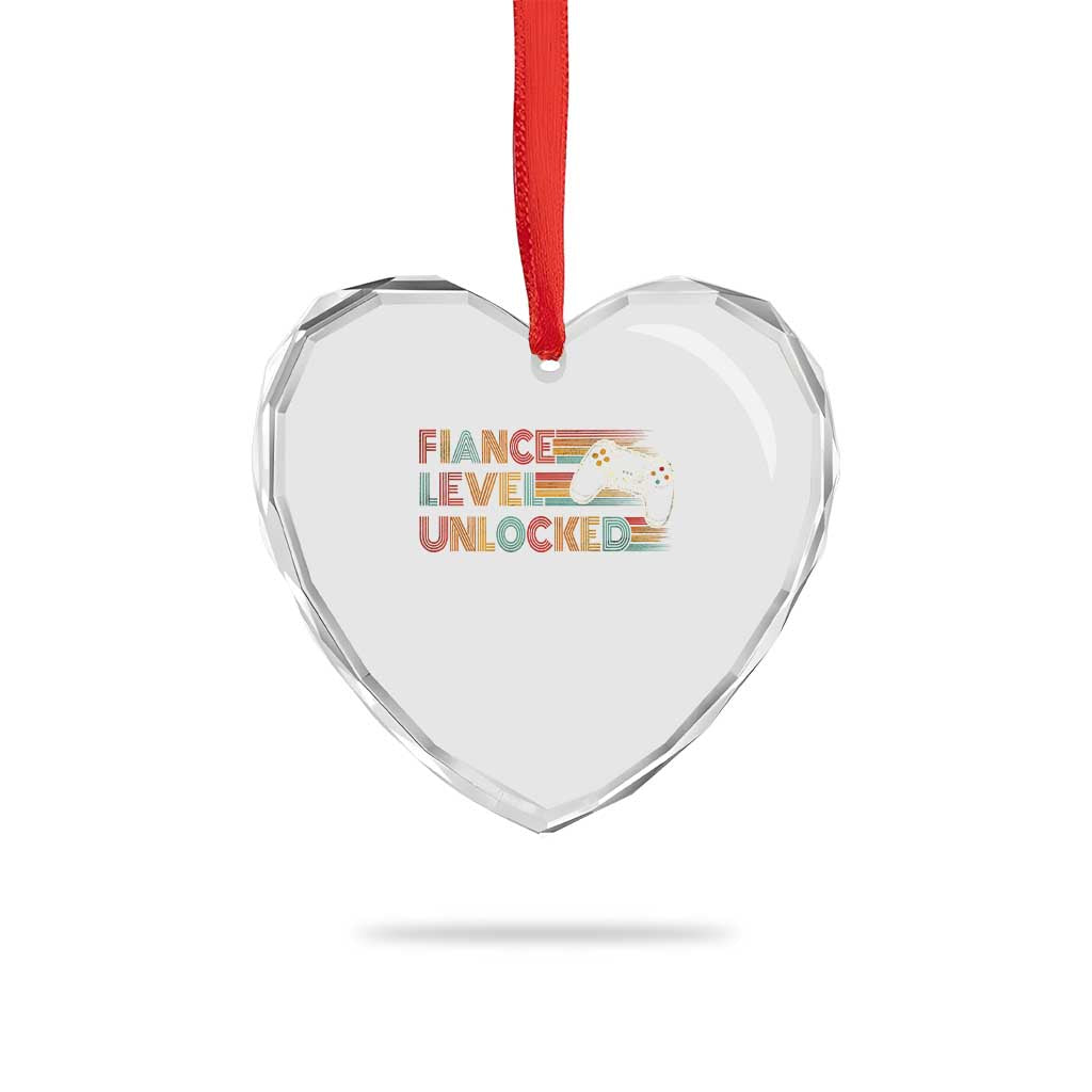 Fiance Level Unlocked Heart Crystal Glass Ornament Retro Engaged Gifts For Him Gamer TS10 Print Your Wear