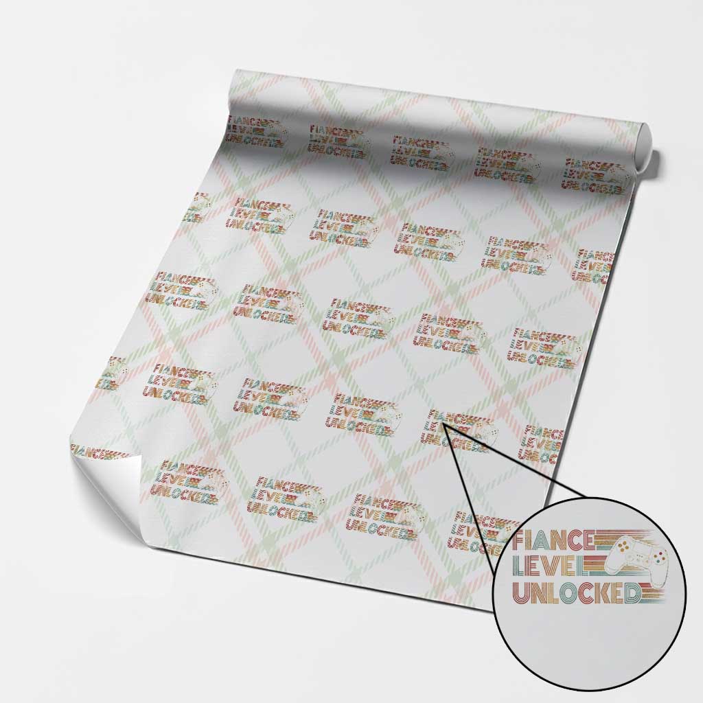 Fiance Level Unlocked Wrapping Paper Roll Retro Engaged Gifts For Him Gamer TS10 Christmas Plaid Print Your Wear