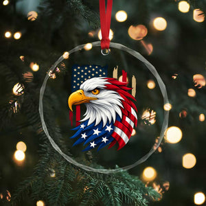 Fierce American Eagle Crystal Glass Ornament Bold Patriotic 4th of July USA Freedom TS02 Print Your Wear