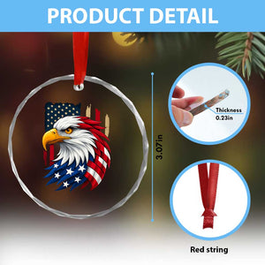 Fierce American Eagle Crystal Glass Ornament Bold Patriotic 4th of July USA Freedom TS02 Print Your Wear
