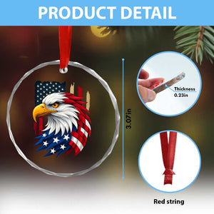 Fierce American Eagle Crystal Glass Ornament Bold Patriotic 4th of July USA Freedom TS02 Print Your Wear