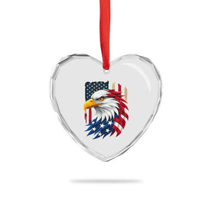 Fierce American Eagle Heart Crystal Glass Ornament Bold Patriotic 4th of July USA Freedom TS02 Print Your Wear