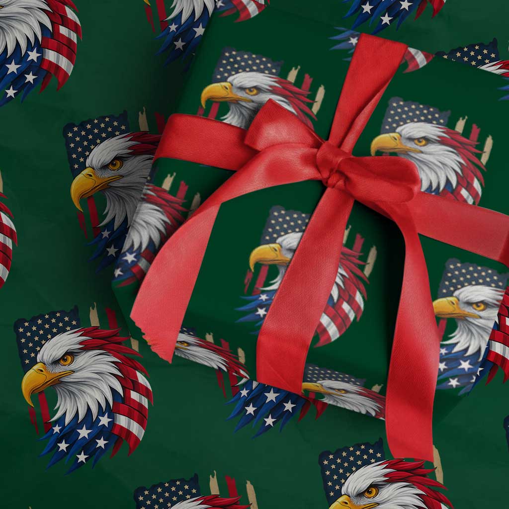 Fierce American Eagle Wrapping Paper Roll Bold Patriotic 4th of July USA Freedom TS02 Green Print Your Wear