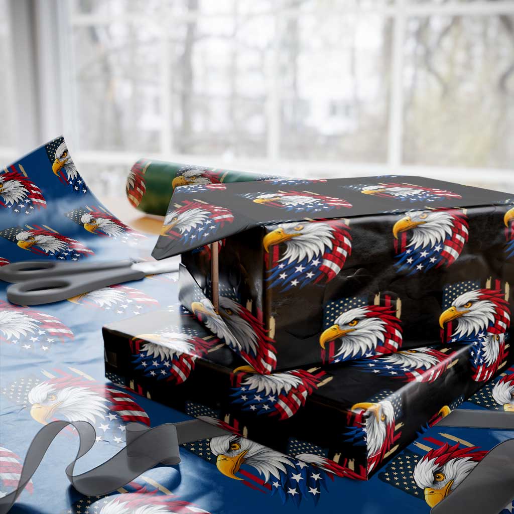 Fierce American Eagle Wrapping Paper Roll Bold Patriotic 4th of July USA Freedom TS02 Black Print Your Wear