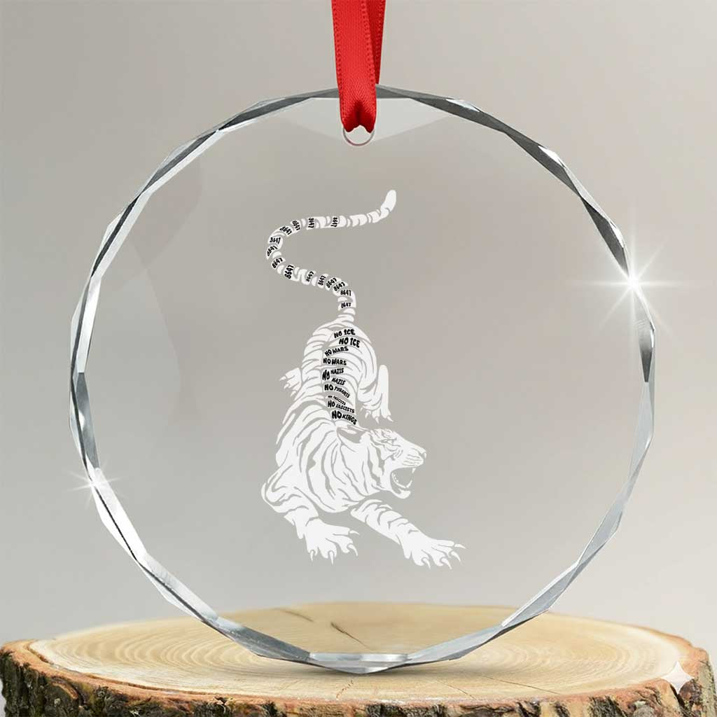Fierce Anti Trump Tiger Graphic Crystal Glass Ornament No Kings No Fascists 8647 TS12 Transparent Glass 3'' Circle Print Your Wear