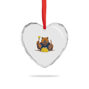 Fierce Bear Eating Cheese Heart Crystal Glass Ornament Let's Eat Cheese Funny Sports Rivalry TS02 Print Your Wear