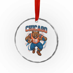 Fierce Football Bear Crystal Glass Ornament Chicago Fan Number 18 Bold Orange Game Day Spirit TS02 Print Your Wear