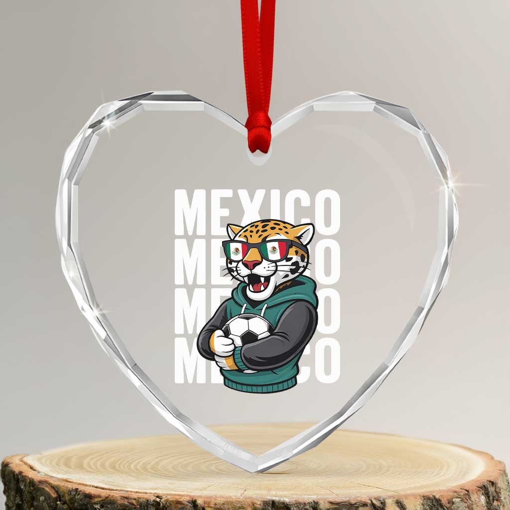 Fierce Mexico Jaguar Soccer Pride Fan Gift Heart Crystal Glass Ornament TS12 Transparent Glass 3'' Heart Print Your Wear