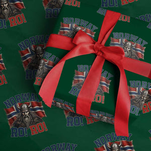 Fierce Norway Viking Warrior Ro Ro Wrapping Paper Roll Patriotic Norge Norwegian Flag Funny Rowing Support TS02 Green Print Your Wear