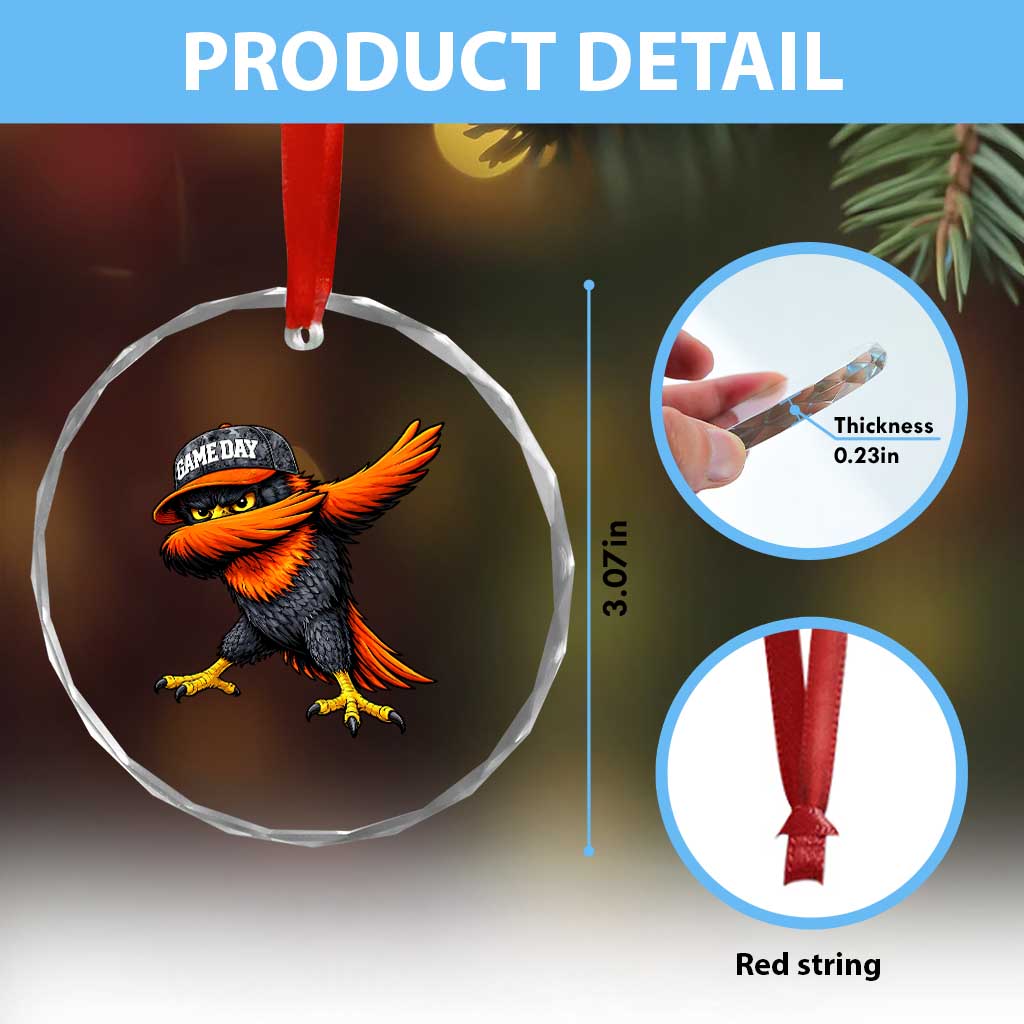 Fierce Oriole Spirit Graphic Crystal Glass Ornament Cool Game Day Sports Fan TS02 Print Your Wear