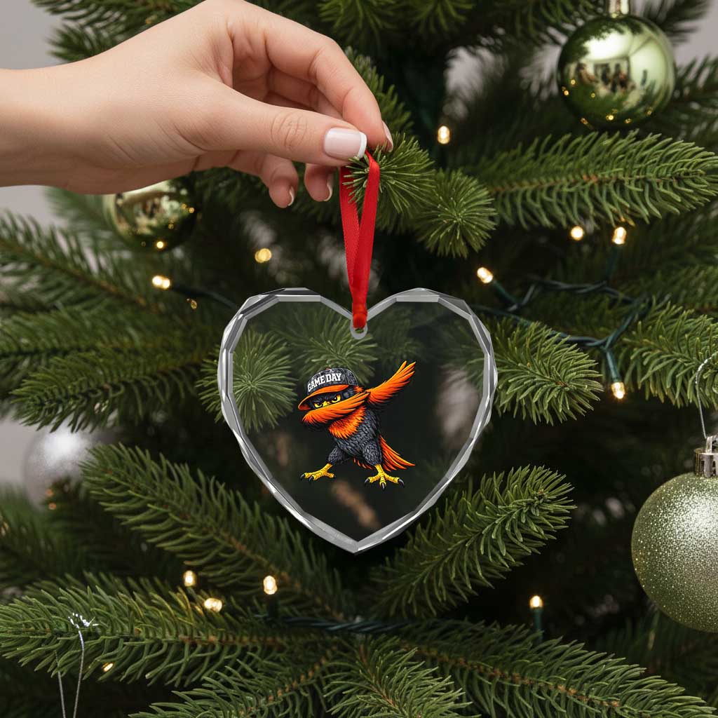 Fierce Oriole Spirit Graphic Heart Crystal Glass Ornament Cool Game Day Sports Fan TS02 Print Your Wear
