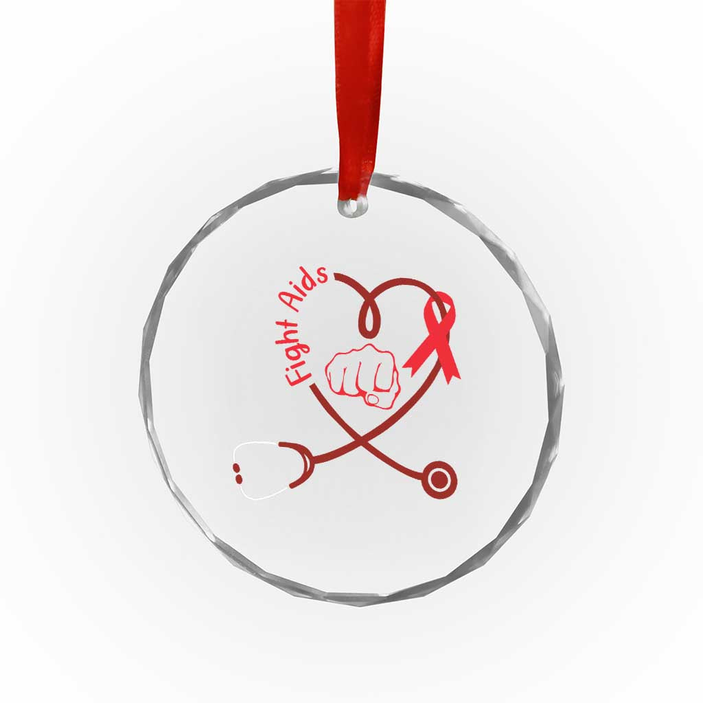 Fight AIDS Nurse Crystal Glass Ornament Red Ribbon HIV Awareness Gift TS12 Print Your Wear