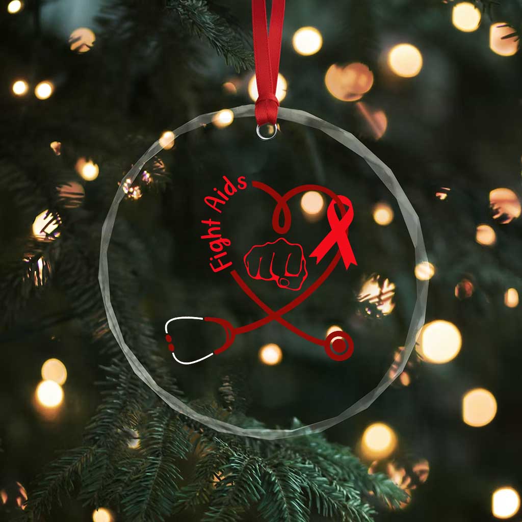 Fight AIDS Nurse Crystal Glass Ornament Red Ribbon HIV Awareness Gift TS12 Print Your Wear