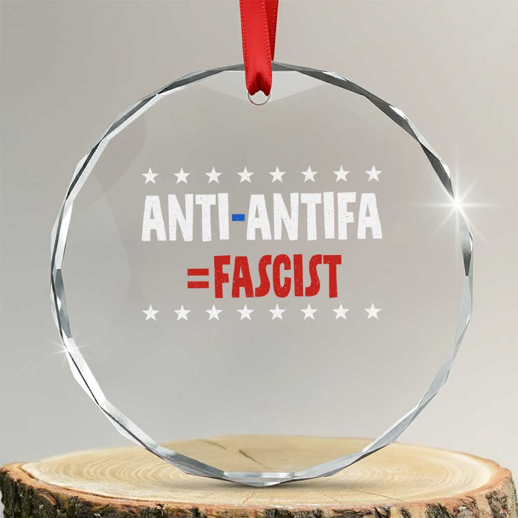 Fight Fascism Protest Anti Fascism Crystal Glass Ornament Vintage Stars And Stripes TS11 Transparent Glass 3'' Circle Print Your Wear