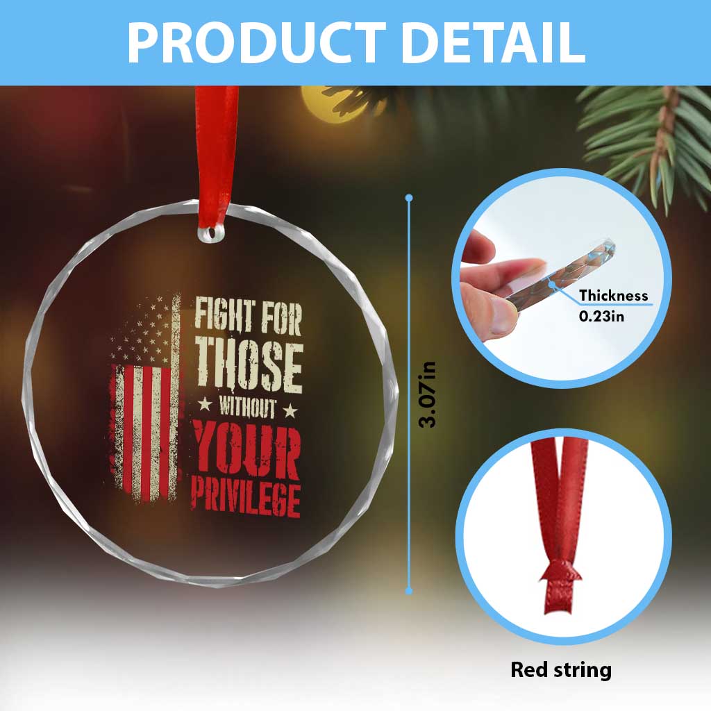 Fight For Those Without Your Privilege Crystal Glass Ornament TS11 Print Your Wear