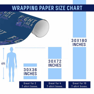 Fight Like A Queen Wrapping Paper Roll Blue Ribbon Colon Cancer Awareness TS10 Print Your Wear