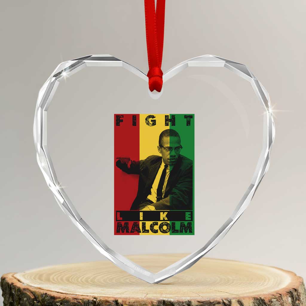 Fight Like Malcolm X Heart Crystal Glass Ornament African American Pride Gift TS12 Transparent Glass 3'' Heart Print Your Wear