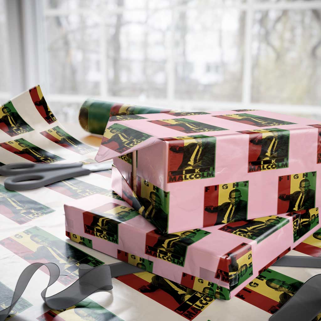 Fight Like Malcolm X Wrapping Paper Roll African American Pride Gift TS12 Light Pink Print Your Wear