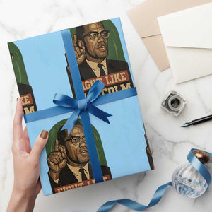 Fight Like Malcolm X Wrapping Paper Roll Black History Month Inspirational Gift TS12 Light Blue Print Your Wear