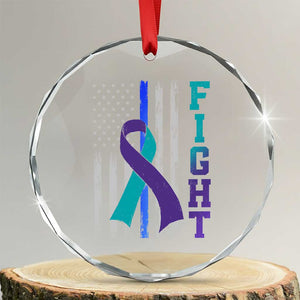 Fight Police Suicide Prevention Awareness American Flag Ribbon Support Crystal Glass Ornament