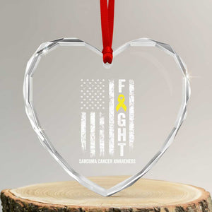 Fight Sarcoma Cancer Awareness Heart Crystal Glass Ornament Yellow Ribbon Vintage American Flag TS11 Transparent Glass 3'' Heart Print Your Wear