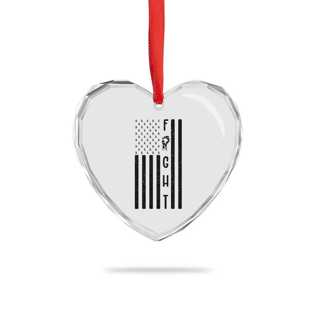Fight Skin Cancer Melanoma Fighter USA Flag Heart Crystal Glass Ornament TS12 Print Your Wear