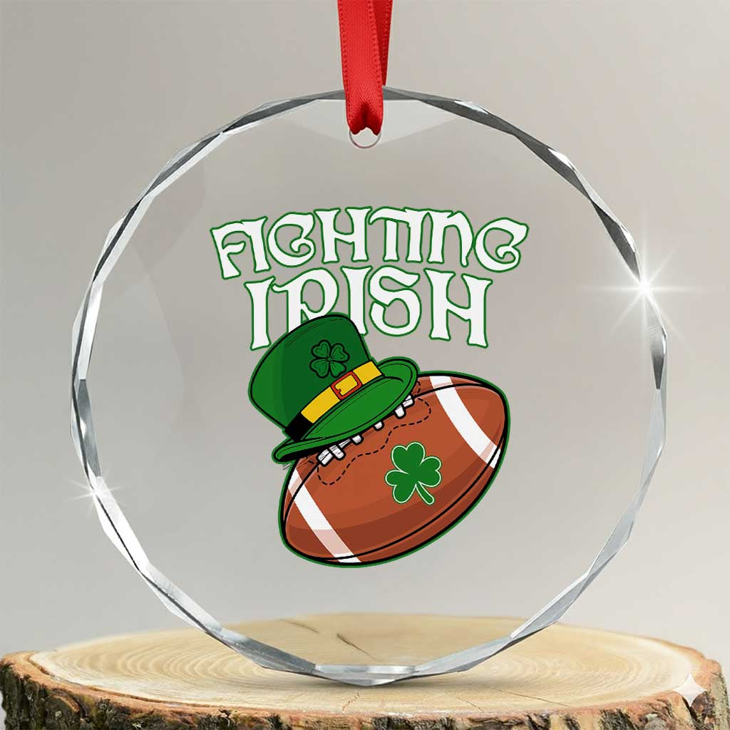 Fighting Irish Crystal Glass Ornament Football Shamrock St Patricks Spirit Classic Vintage TS02 Transparent Glass 3'' Circle Print Your Wear