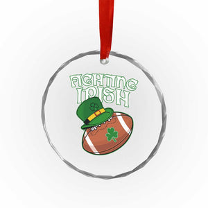 Fighting Irish Crystal Glass Ornament Football Shamrock St Patricks Spirit Classic Vintage - Print Your Wear
