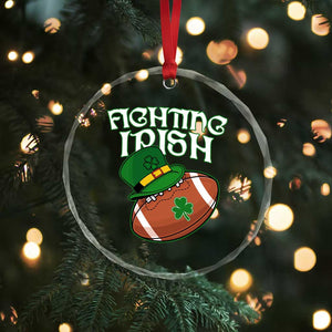 Fighting Irish Crystal Glass Ornament Football Shamrock St Patricks Spirit Classic Vintage - Print Your Wear