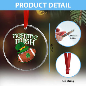 Fighting Irish Crystal Glass Ornament Football Shamrock St Patricks Spirit Classic Vintage - Print Your Wear