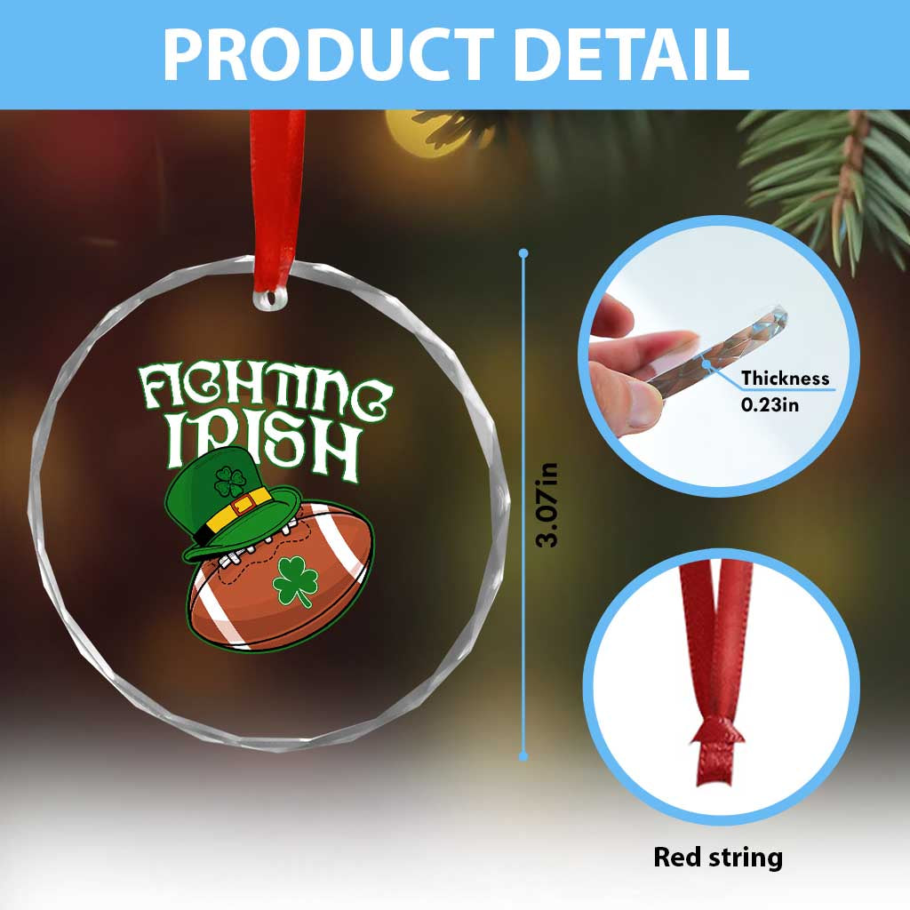 Fighting Irish Crystal Glass Ornament Football Shamrock St Patricks Spirit Classic Vintage TS02 Print Your Wear