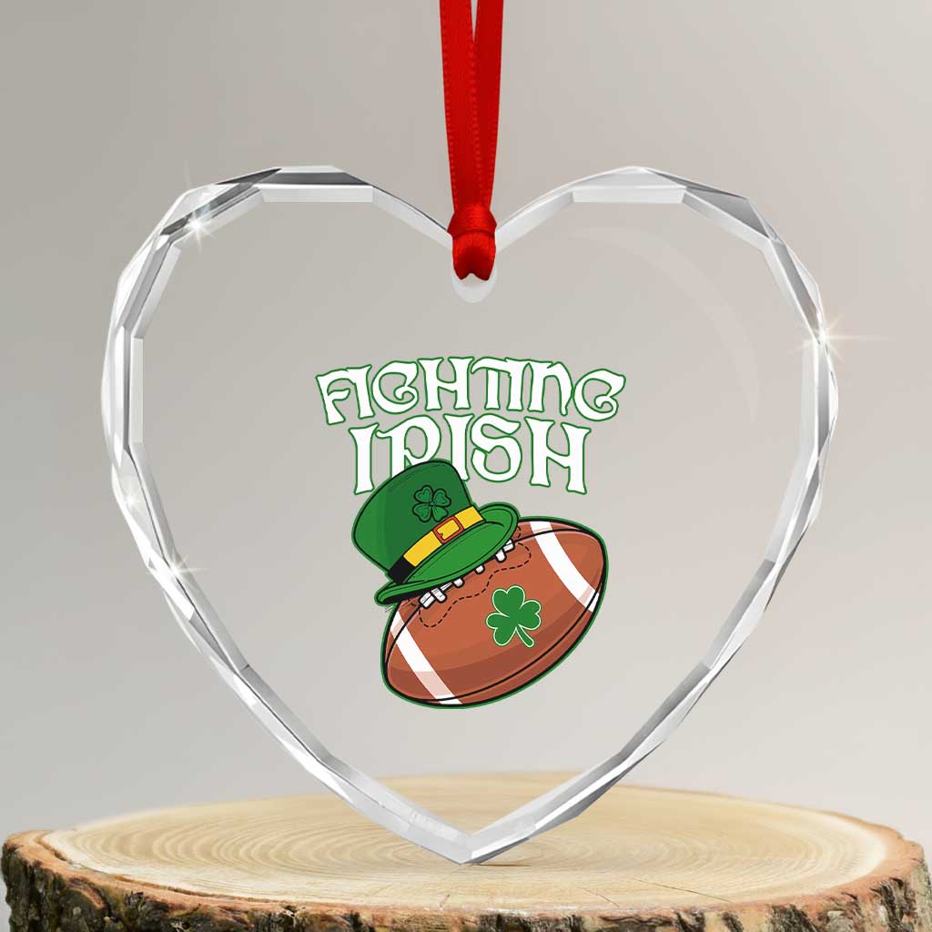 Fighting Irish Heart Crystal Glass Ornament Football Shamrock St Patricks Spirit Classic Vintage TS02 Transparent Glass 3'' Heart Print Your Wear