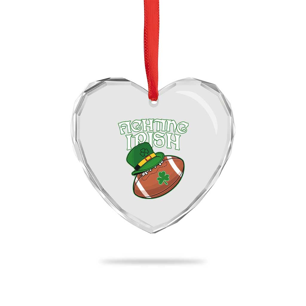 Fighting Irish Heart Crystal Glass Ornament Football Shamrock St Patricks Spirit Classic Vintage TS02 Print Your Wear