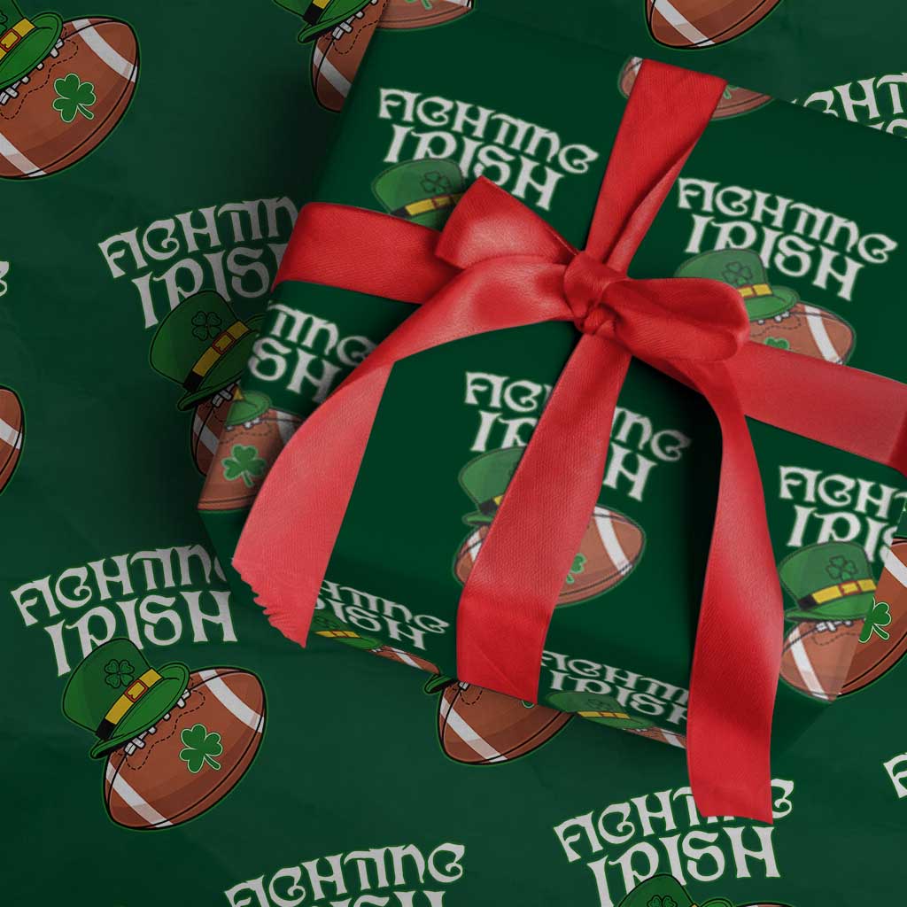 Fighting Irish Wrapping Paper Roll Football Shamrock St Patricks Spirit Classic Vintage TS02 Green Print Your Wear