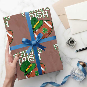 Fighting Irish Wrapping Paper Roll Football Shamrock St Patricks Spirit Classic Vintage TS02 Mocha Print Your Wear