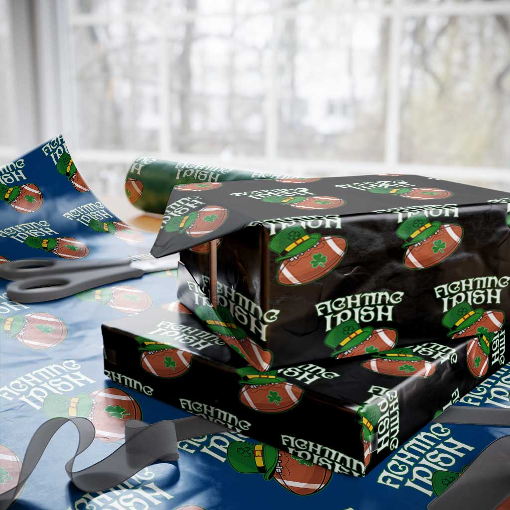 Fighting Irish Wrapping Paper Roll Football Shamrock St Patricks Spirit Classic Vintage TS02 Black Print Your Wear