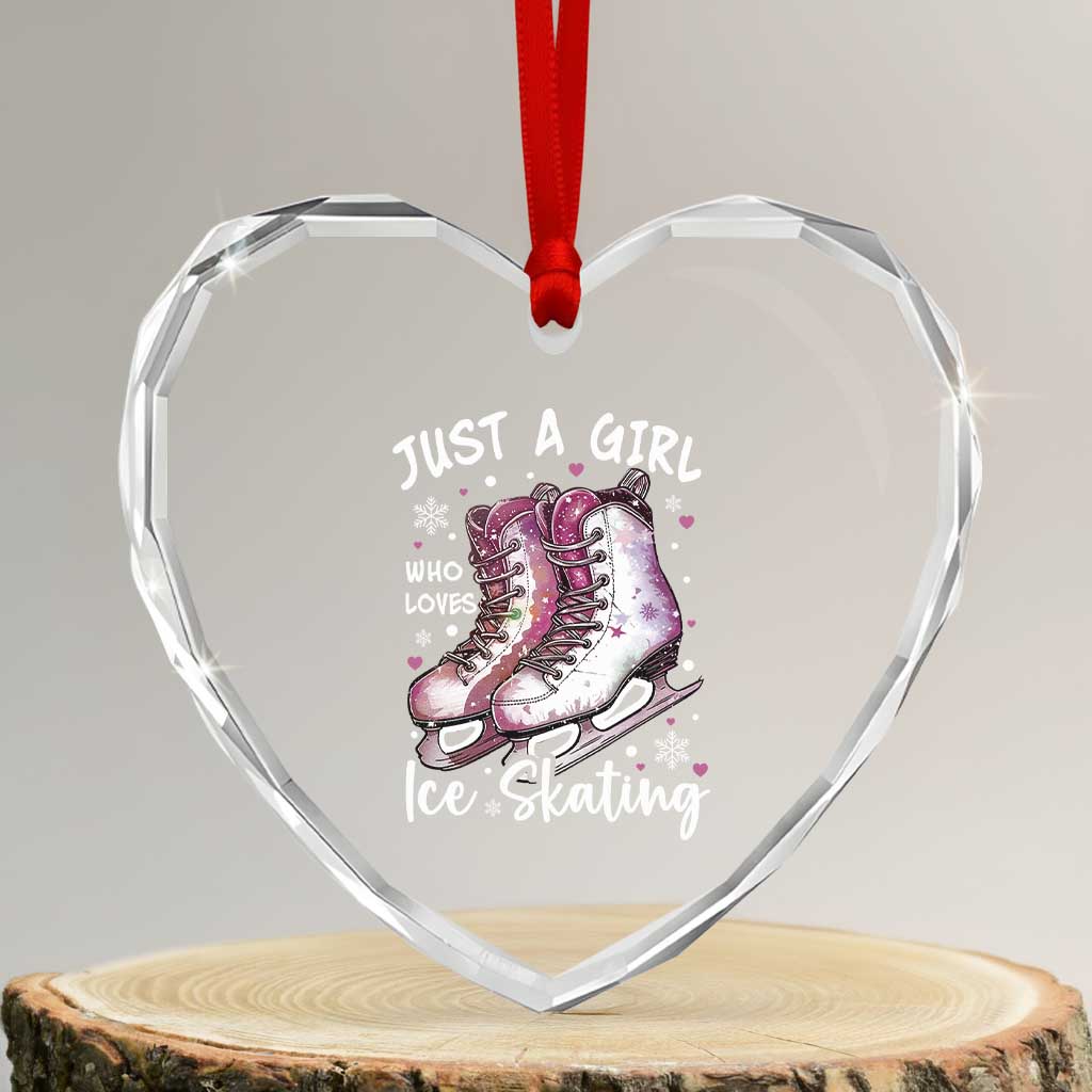 Figure Ice Skater Heart Crystal Glass Ornament Just A Girl Who Loves Ice Skating TS11 Transparent Glass 3'' Heart Print Your Wear