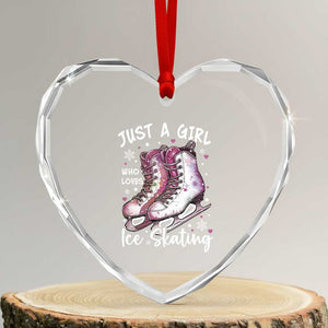 Figure Ice Skater Heart Crystal Glass Ornament Just A Girl Who Loves Ice Skating TS11 Transparent Glass 3'' Heart Print Your Wear