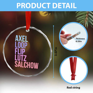 Figure Skating Lovers Crystal Glass Ornament Funny Axel Loop Flip Lutz Salchow TS11 Print Your Wear