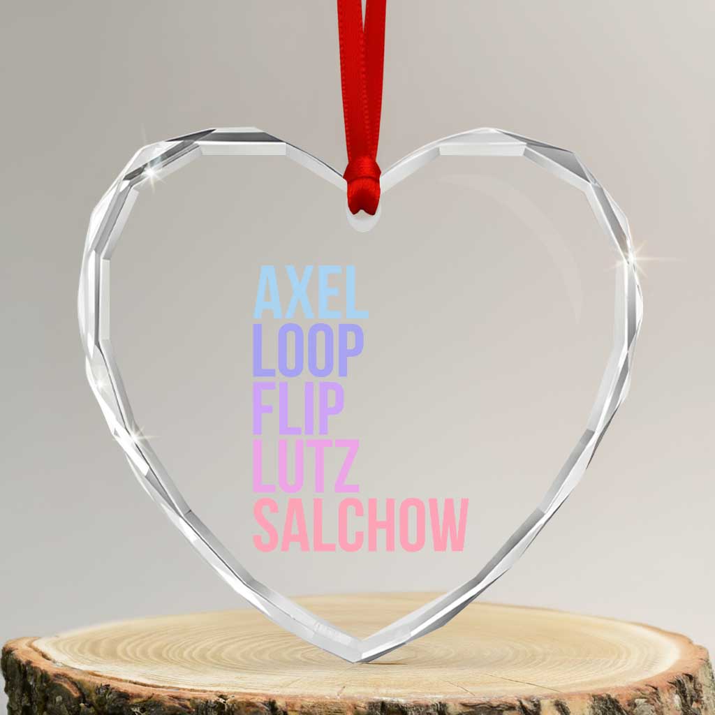 Figure Skating Lovers Heart Crystal Glass Ornament Funny Axel Loop Flip Lutz Salchow TS11 Transparent Glass 3'' Heart Print Your Wear