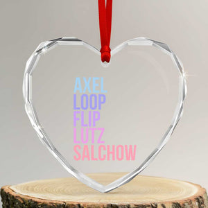 Figure Skating Lovers Heart Crystal Glass Ornament Funny Axel Loop Flip Lutz Salchow TS11 Transparent Glass 3'' Heart Print Your Wear