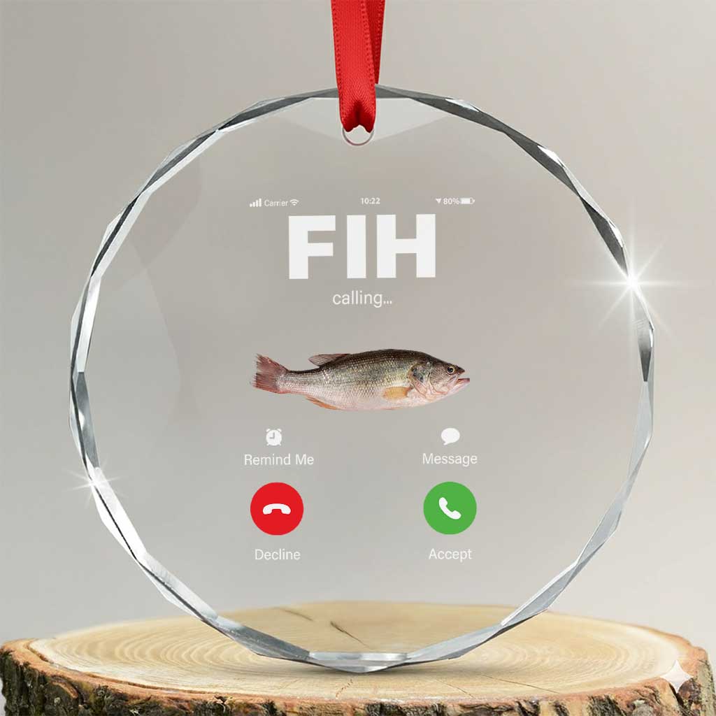 Fih Calling Remind me Message Decline Accept Crystal Glass Ornament Phone Call Fish TS10 Transparent Glass 3'' Circle Print Your Wear