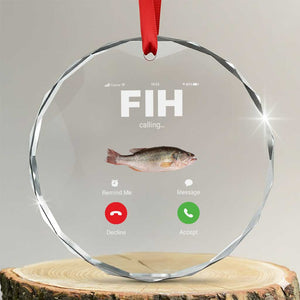 Fih Calling Remind me Message Decline Accept Crystal Glass Ornament Phone Call Fish TS10 Transparent Glass 3'' Circle Print Your Wear