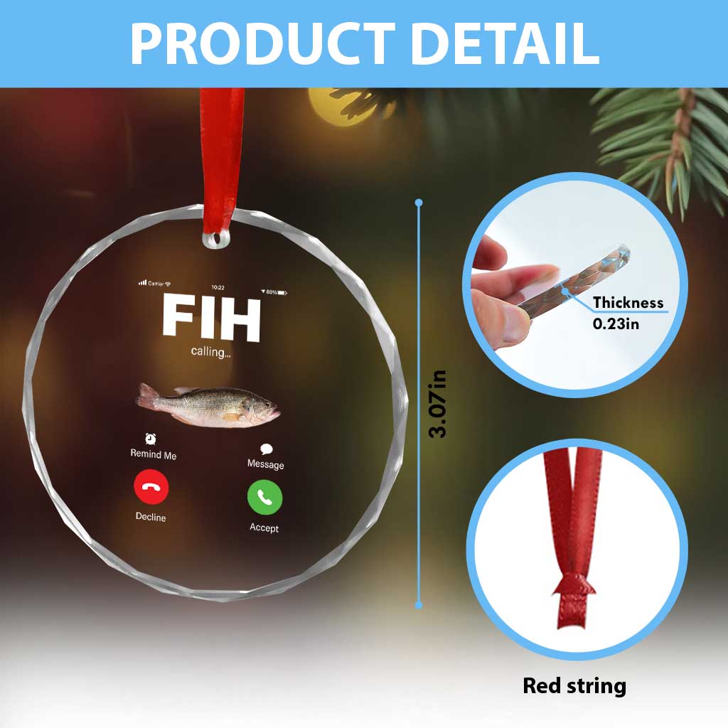 Fih Calling Remind me Message Decline Accept Crystal Glass Ornament Phone Call Fish TS10 Print Your Wear