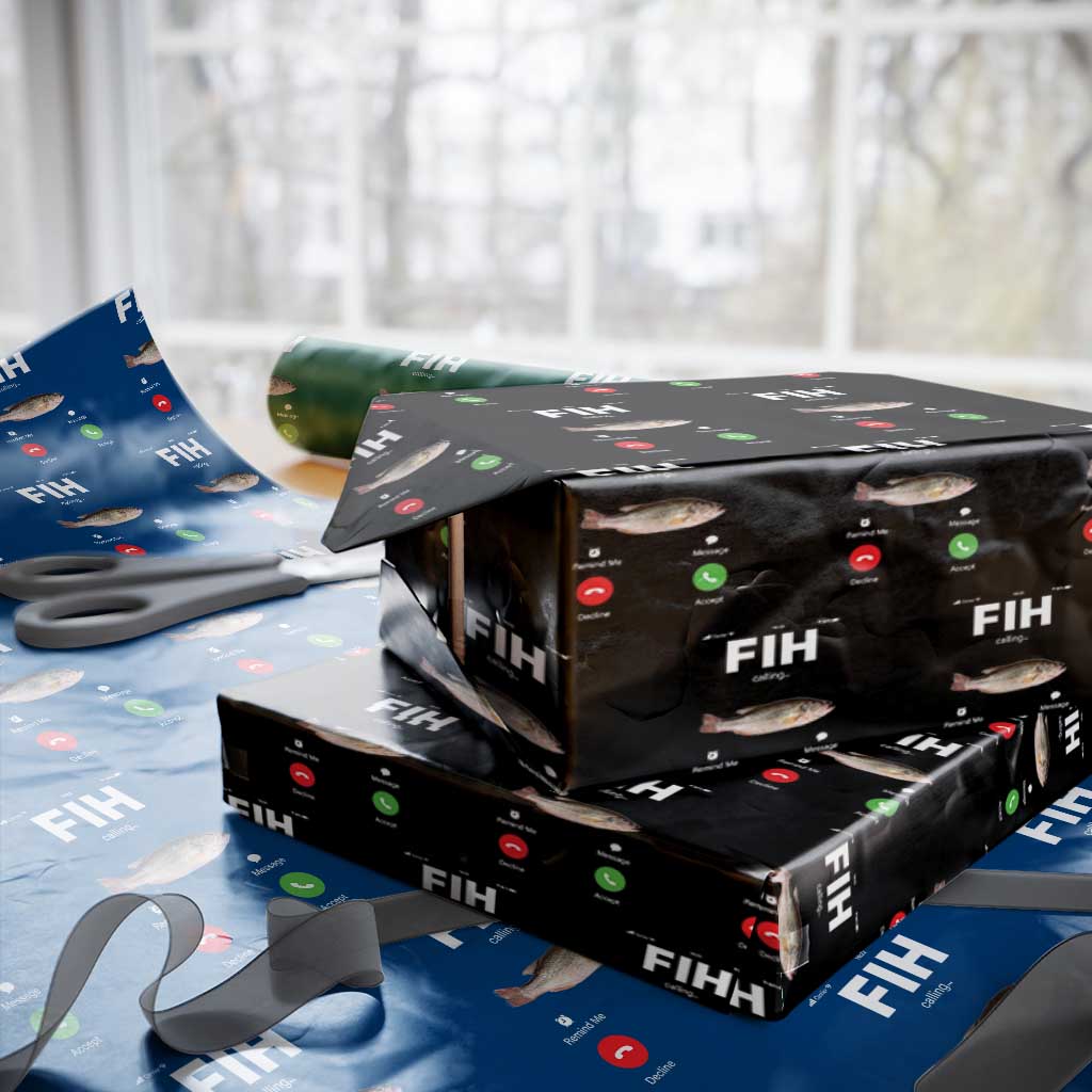 Fih Calling Remind me Message Decline Accept Wrapping Paper Roll Phone Call Fish TS10 Black Print Your Wear