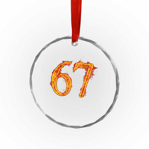Fire Flame Number 67 Crystal Glass Ornament Funny Six Seven Gen Alpha Slang Meme Sports Team Jersey TS10 Print Your Wear
