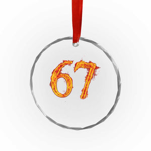 Fire Flame Number 67 Crystal Glass Ornament Funny Six Seven Gen Alpha Slang Meme Sports Team Jersey TS10 Print Your Wear