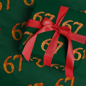 Fire Flame Number 67 Wrapping Paper Roll Funny Six Seven Gen Alpha Slang Meme Sports Team Jersey TS10 Green Print Your Wear